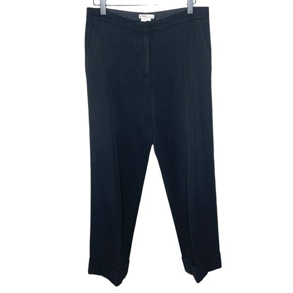 KORS MICHAEL KORS black wool wide leg cuffed crop trousers size 6 made in Italy